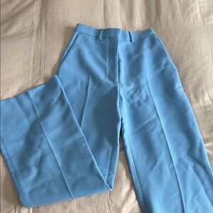 Casablanca Blue Merino Wool High-Waisted Flared Trousers